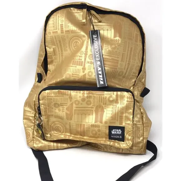 NWT Nixon X Star Wars Tillys Gold Book Bag Backpack 100% Polyester C2701SW - Picture 1 of 4